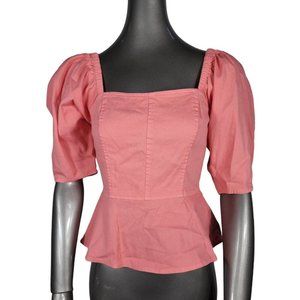 Rebecca Taylor La Vie NWT Pink Blouse Top Peplum Extra Small XS